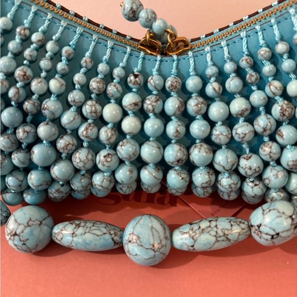 Cult Gaia Mercier Turquoise Beaded Mini Shoulder Bag $898 MSRP - Picture 5 of 6